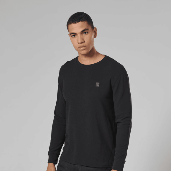 Dean Long Sleeve Waffle Tee - Black