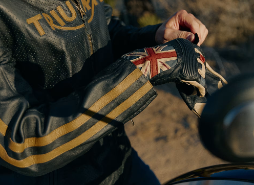 Flag Leather Motorcycle Gloves