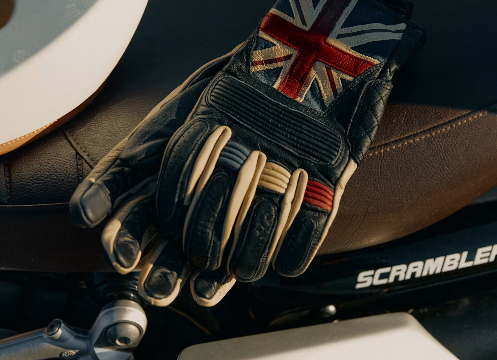 Flag Leather Motorcycle Gloves