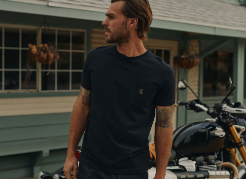 Ditchling Back Logo Pocket Tee - Navy Blue
