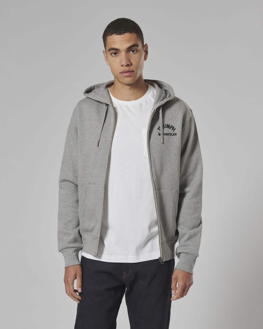 DOLAN FULL ZIP HOODIE GREY MARL L