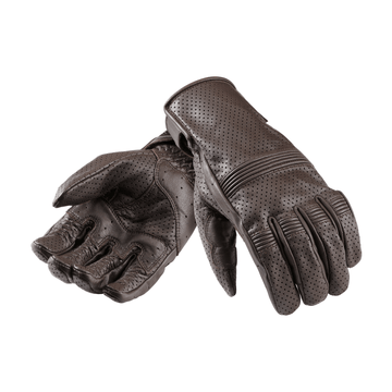 Cali Perforated Leather Gloves- Brown