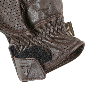 Cali Perforated Leather Gloves- Brown - 0