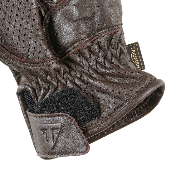 Cali Perforated Leather Gloves- Brown