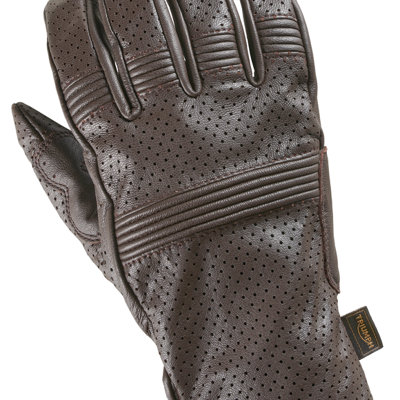 Cali Perforated Leather Gloves- Brown